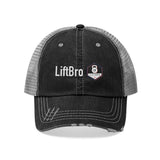LiftBro mesh back trucker hat, black front, white mesh back
