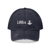 LiftBro mesh back trucker hat, blue front, white mesh back