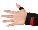 Black and Red LiftBro weightlifting wrist wraps. Durable, double knit, nylon. 3.10 Inches wide